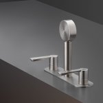 CEA Lutezia Plus Bateria wannowa 3-otworowa na brzeg wanny ze słuchawką prysznicową element zewnętrzny Satin Stainless Steel LTZ45S