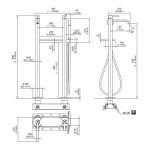 CEA Lutezia Plus Bateria wannowa wolnostojąca (para) z półką, słuchawką i wężem element zewnętrzny Satin Stainless Steel LTZ47BKS