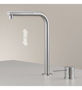 CEA Milo360 Bateria kuchenna 2-otworowa z obrotową góra-dół i wyciąganą wylewką Satin Stainless Steel MIL215S