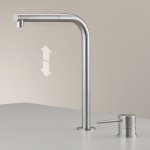 CEA Milo360 Bateria kuchenna 2-otworowa z obrotową góra-dół i wyciąganą wylewką Satin Stainless Steel MIL215S