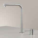 CEA Milo360 Bateria kuchenna 2-otworowa z obrotową i wyciąganą wylewką Satin Stainless Steel MIL209S