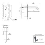 CEA Milo360 Bateria umywalkowa ścienna z czujnikiem ruchu i wylewką 15,5 cm element zewnętrzny Satin Stainless Steel MIL140RS