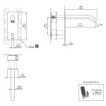 CEA Milo360 Bateria umywalkowa ścienna z czujnikiem ruchu i wylewką 18,5 cm element zewnętrzny Satin Stainless Steel MIL04RS