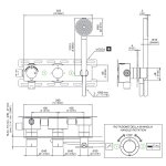 CEA Milo360 Bateria wannowa/prysznicowa ścienna termostatyczna z przełącznikiem 2-drożnym, słuchawką i wężem element zewnętrzny Satin Stainless Steel MIL25YWS