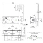 CEA Milo360 Bateria wannowa/prysznicowa ścienna termostatyczna z przełącznikiem 2-drożnym, słuchawką i wężem element zewnętrzny Satin Stainless Steel MIL25HWS