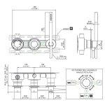 CEA Milo360 Bateria wannowa/prysznicowa ścienna termostatyczna z przełącznikiem 2/3-drożnym, słuchawką i wężem element zewnętrzny Satin Stainless Steel MIL116WS