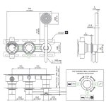 CEA Milo360 Bateria wannowa/prysznicowa ścienna termostatyczna z przełącznikiem 2/3-drożnym, słuchawką i wężem element zewnętrzny Satin Stainless Steel MIL116YWS