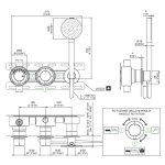 CEA Milo360 Bateria wannowa/prysznicowa ścienna termostatyczna z przełącznikiem 2/3-drożnym, słuchawką i wężem element zewnętrzny Satin Stainless Steel MIL116HWS