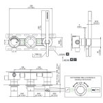 CEA Milo360 Bateria wannowa/prysznicowa ścienna termostatyczna z przełącznikiem 2-drożnym, słuchawką i wężem element zewnętrzny Satin Stainless Steel MIL115WS