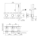 CEA Milo360 Bateria wannowa/prysznicowa ścienna z słuchawką i wężem element zewnętrzny Satin Stainless Steel MIL85WS