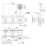 CEA Milo360 Bateria wannowa/prysznicowa ścienna z słuchawką i wężem element zewnętrzny Satin Stainless Steel MIL85YWS