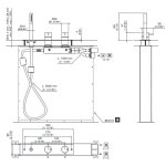 CEA Milo360 Bateria wannowa 3-otworowa na brzeg wanny ze słuchawką prysznicową element zewnętrzny Satin Stainless Steel MIL87S