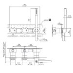 CEA Milo360 Bateria wannowa/prysznicowa ścienna z słuchawką i wężem element zewnętrzny Satin Stainless Steel MIL43WS