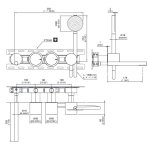 CEA Opus Bateria wannowa ścienna z wylewką, słuchawką i wężem element zewnętrzny Satin Stainless Steel OPS25HWS