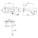 CEA Ziqq Bateria bidetowa ścienna z regulowaną wylewką element zewnętrzny Satin Stainless Steel ZIQ28S