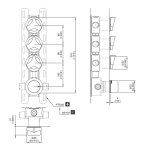 CEA Ziqq Bateria prysznicowa ścienna termostatyczna z 3 zaworami odcinającymi element zewnętrzny Satin Stainless Steel ZIQ83S