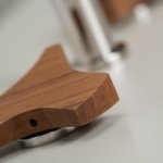 CEA Ziqq Bateria umywalkowa 3-otworowa z obrotową wylewką Satin Stainless Steel+Canaletto Walnut ZIQ12NS