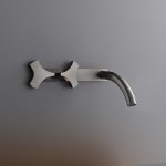 CEA Ziqq Bateria umywalkowa ścienna z wylewką 12,5 cm element zewnętrzny Satin Stainless Steel ZIQ01S