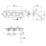 CEA Ziqq Bateria umywalkowa ścienna z wylewką 12,5 cm element zewnętrzny Satin Stainless Steel ZIQ04S