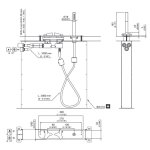 CEA Ziqq Bateria wannowa 3-otworowa na brzeg wanny ze słuchawką prysznicową element zewnętrzny Satin Stainless Steel ZIQ46S