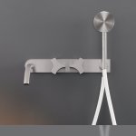 CEA Ziqq Bateria wannowa ścienna z wylewką, słuchawką i wężem element zewnętrzny Satin Stainless Steel ZIQ44HWS