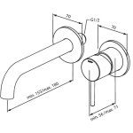 Damixa Osier Bateria umywalkowa podtynkowa z wylewką 18 cm element zewnętrzny szczotkowana miedź pvd 146268700