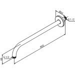 Damixa Ramię do deszczownicy ścienne długie stal PVD 766074600