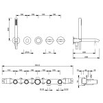  Fantini Sailing Bateria wannowa podtynkowa ze słuchawką i wężem matt gunmetal pvd 67P5J019B+4400R019A