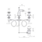 Galassia ETHOS Bateria bidetowa 3-otworowa z korkiem Chrom 8523