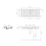 Galassia PLUS DESIGN Umywalka ścienna/wpuszczana w blat 121x51,5 cm Biały 2047