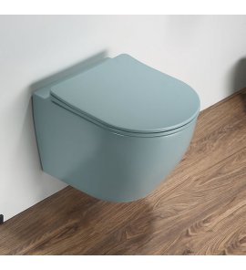       Galatea Design Bulat Miska WC wisząca bezrantowa z deską wolnoopadającą 49x37 cm Aqua green matt/aloe mat GDB2342MLG W MAGAZYNIE!!