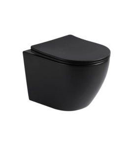       Galatea Design Bulat Miska WC wisząca bezrantowa z deską wolnoopadającą 49x37 cm Black matt/Czarny mat GDB2342MB W MAGAZYNIE!!