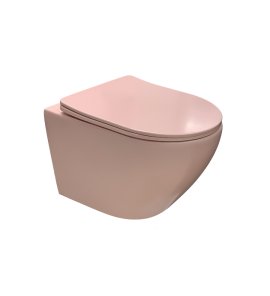       Galatea Design Bulat Miska WC wisząca bezrantowa z deską wolnoopadającą 49x37 cm Pink matt/Różowy mat GDB2342MP W MAGAZYNIE!!