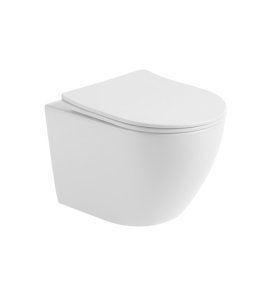       Galatea Design Bulat Miska WC wisząca bezrantowa z deską wolnoopadającą 49x37 cm White matt/Biały mat GDB2342MW W MAGAZYNIE!!