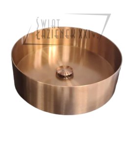          Galatea Design Circle Umywalka stawiana na blat Ø40 cm z korkiem klik-klak Brushed Rose Gold PVD 54601RG W MAGAZYNIE!!