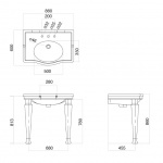 Gentry Home Coventry Umywalka ścienny 86x60 cm z otworem na baterię Biała 2331