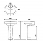 Gentry Home Hillingdon umywalka 65x55 cm z otworem na baterię biała 1501