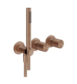 Gessi Habito Bateria prysznicowa z przełącznikiem 2-drożnym ze słuchawką i wężem element zewnętrzny copper brushed PVD 70638.708