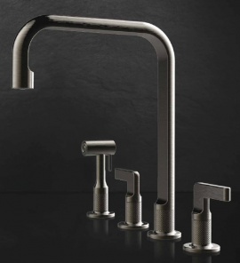  Gessi Inciso Bateria kuchenna z wyciąganą wylewką black metal brushed 58703.707