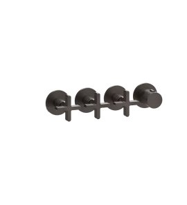 Gessi Inciso Shower Bateria natryskowa termostatyczna 4-uchwytowa podtynkowa 3-drożna - element zewnętrzny Black Metal Brushed PVD 58436.707