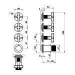 Gessi Inciso Shower Bateria natryskowa termostatyczna 4-uchwytowa podtynkowa 3-drożna - element zewnętrzny Black Metal Brushed PVD 58436.707