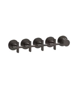 Gessi Inciso Shower Bateria natryskowa termostatyczna 5-uchwytowa podtynkowa 4-drożna - element zewnętrzny Black Metal Brushed PVD 58438.707