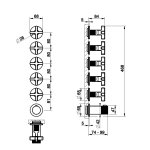 Gessi Inciso Shower Bateria natryskowa termostatyczna 6-uchwytowa podtynkowa 5-drożna - element zewnętrzny Black Metal Brushed PVD 58440.707