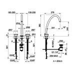 Gessi Origini Bateria umywalkowa 3-otworowa z korkiem Chrom 66015.031