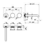 Gessi Origini Bateria umywalkowa 3-otworowa podtynkowa - element zewnętrzny Chrom 66090.031