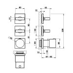 Gessi Rettangolo Bateria natryskowa termostatyczna 3-uchwytowa podtynkowa 2-drożna - element zewnętrzny Chrom 44334.031