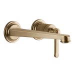 Gessi Venti20 Bateria umywalkowa ścienna z wylewką 21,5 cm element zewnętrzny warm bronze brushed pvd 65089.726