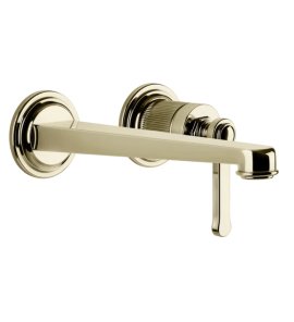 Gessi Venti20 Bateria umywalkowa ścienna z wylewką 21,5 cm element zewnętrzny brass pvd 65089.710