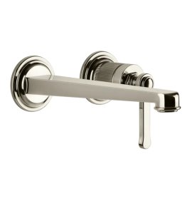 Gessi Venti20 Bateria umywalkowa ścienna z wylewką 21,5 cm element zewnętrzny nickel pvd 65089.720