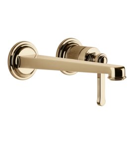 Gessi Venti20 Bateria umywalkowa ścienna z wylewką 21,5 cm element zewnętrzny warm bronze pvd 65089.735